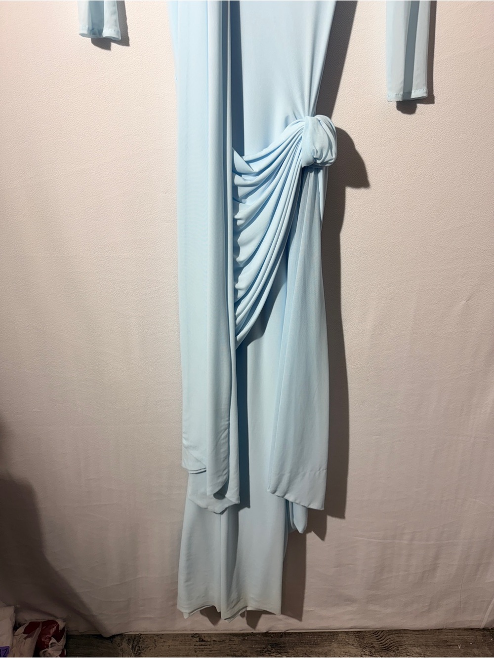 NEW Deme by Gabriella Heloise Maxi Dress Baby Blue Long Sleeve Off Shoulder Gown - Picture 6 of 9